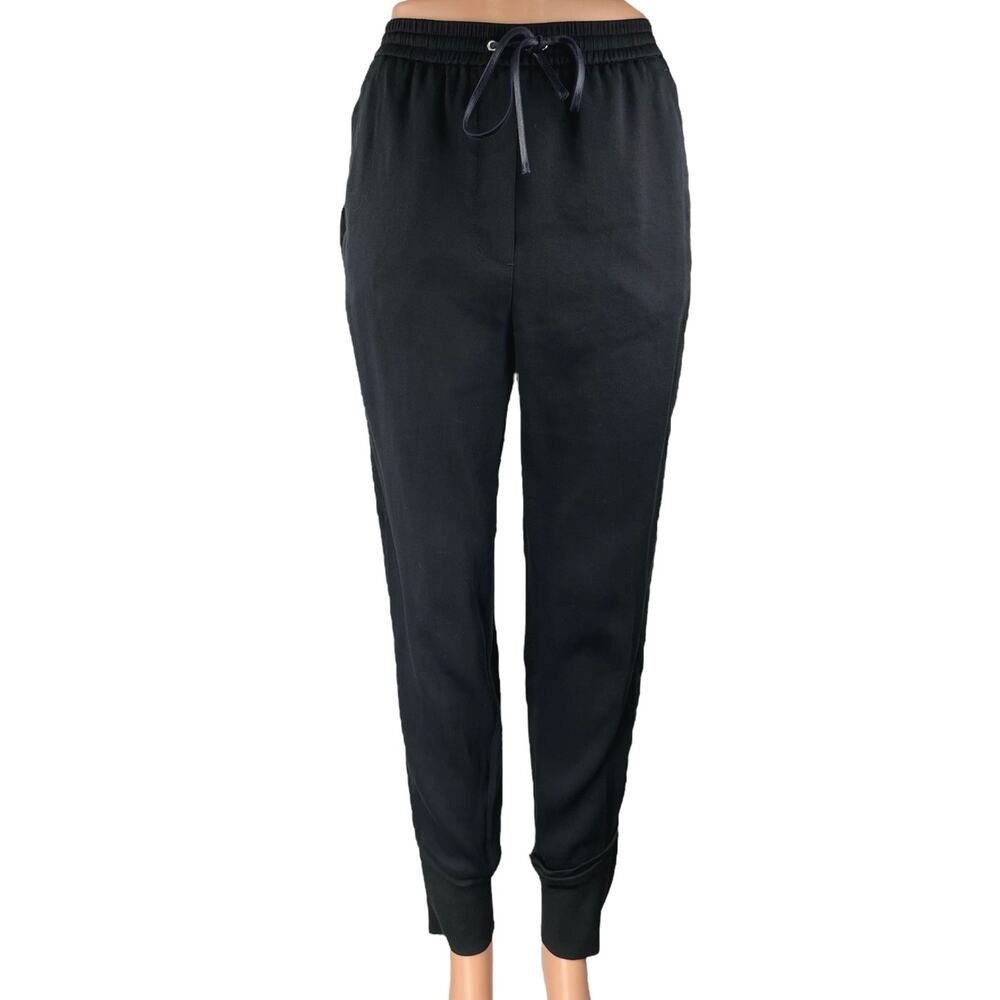 3.1 Phillip Lim Women's Black High Waisted Drawstring Jogger Sweat Pants Size 4